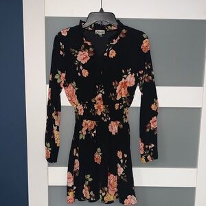 J for Justify Black Floral Long Sleeve Dress